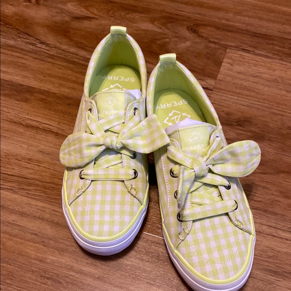 Sperry Women's Sneakers in Yellow Gingham NEW Size 7.5